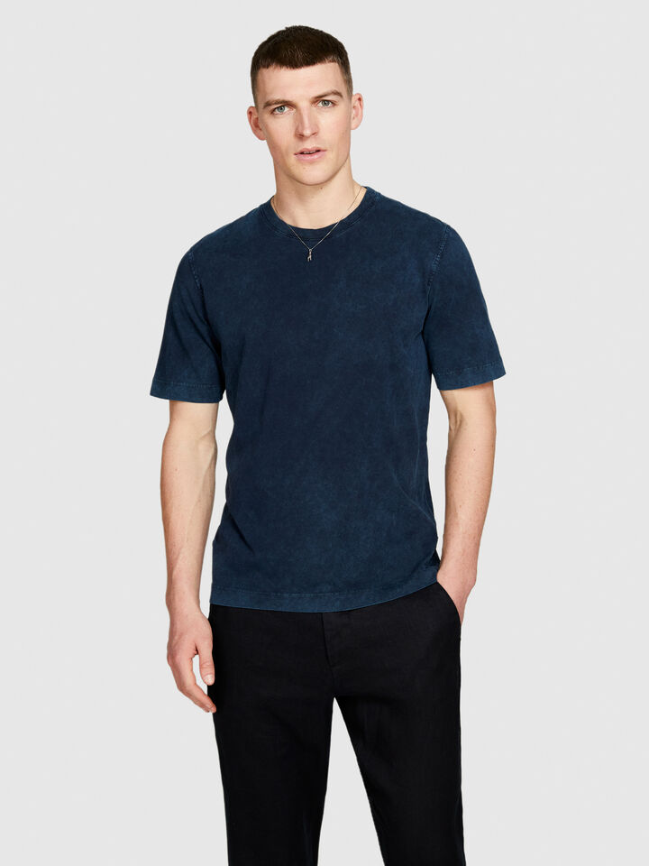 Acid wash t-shirt - men's short sleeve t-shirts - Dark Blue | Sisley image number 4